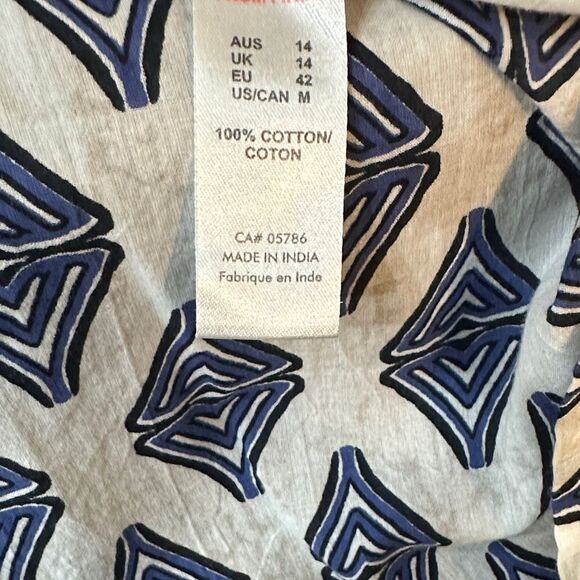 Orientique Naturally Australian Geometric Contrast Patterned Button-Up Shirt MED - Picture 14 of 14